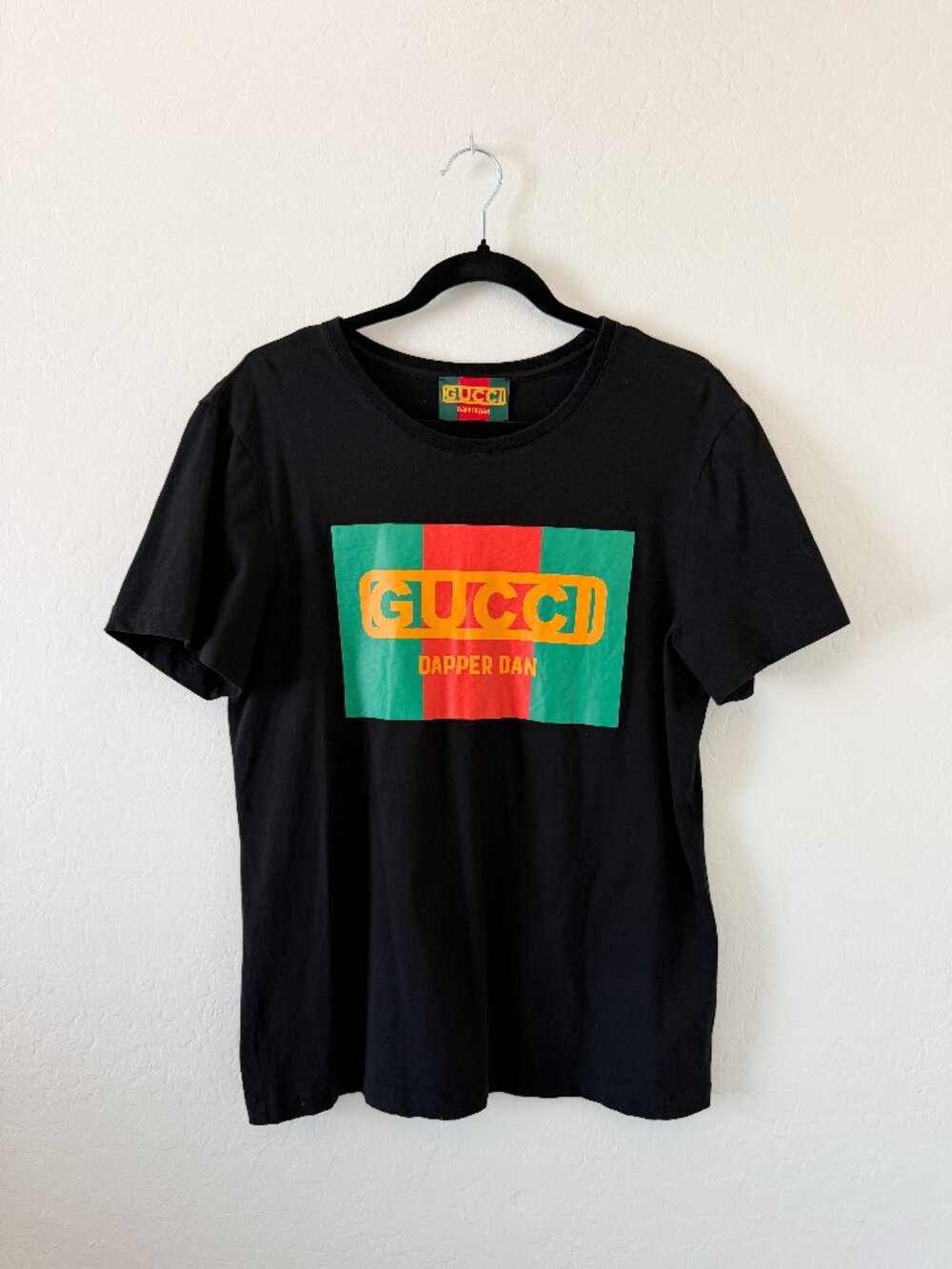 Gucci x Dapper Dan Style Black Logo Graphic Tee Shirt - Size XL